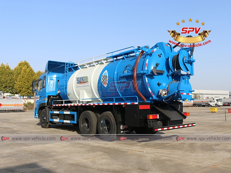 16,000 Litres Combined Vacuum Jetting Truck DongFeng - Left Back Side View 16,000 Litres Combined Vacuum Jetting Truck DongFeng - Left Back Side View